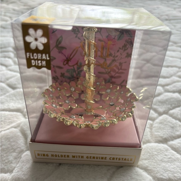 Floral Dish Ring Holder with Genuine Crystals - Picture 9 of 10